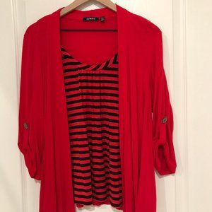 Elementz Brand Red & Black Cardigan Blouse, Size Large